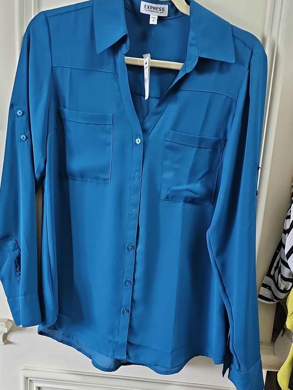 Express Women's Teal Button-Front Shirt